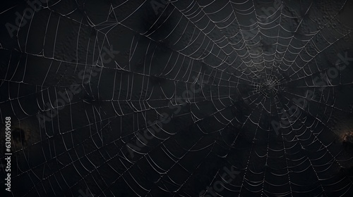 Fotografia Toile d'araignée sur fond noir, généré par IA