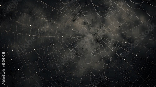 Toile d'araignée sur fond noir et fumée, généré par IA