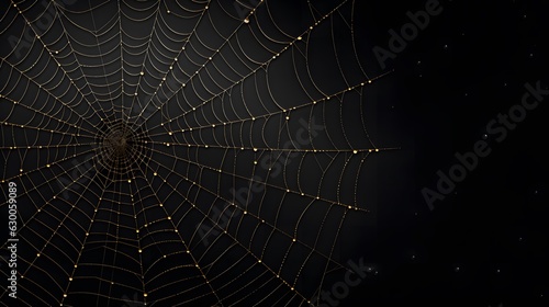 Toile d'araignée sur fond noir, généré par IA