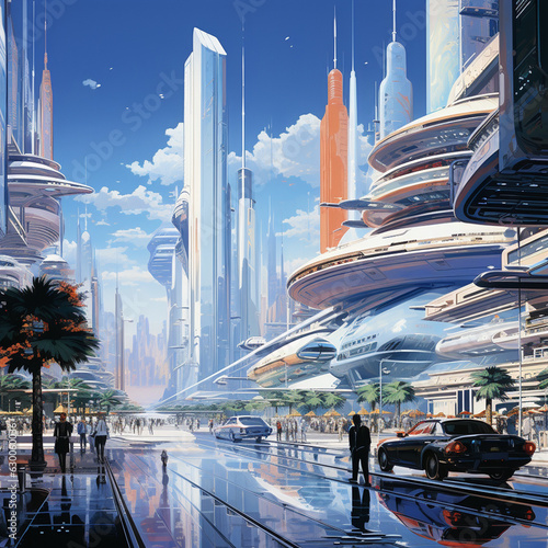 futuristic city painting - ai generated