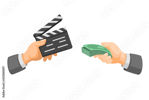 Money On Movie Industry. Entertainment Business Symbol Cartoon illustration Vector