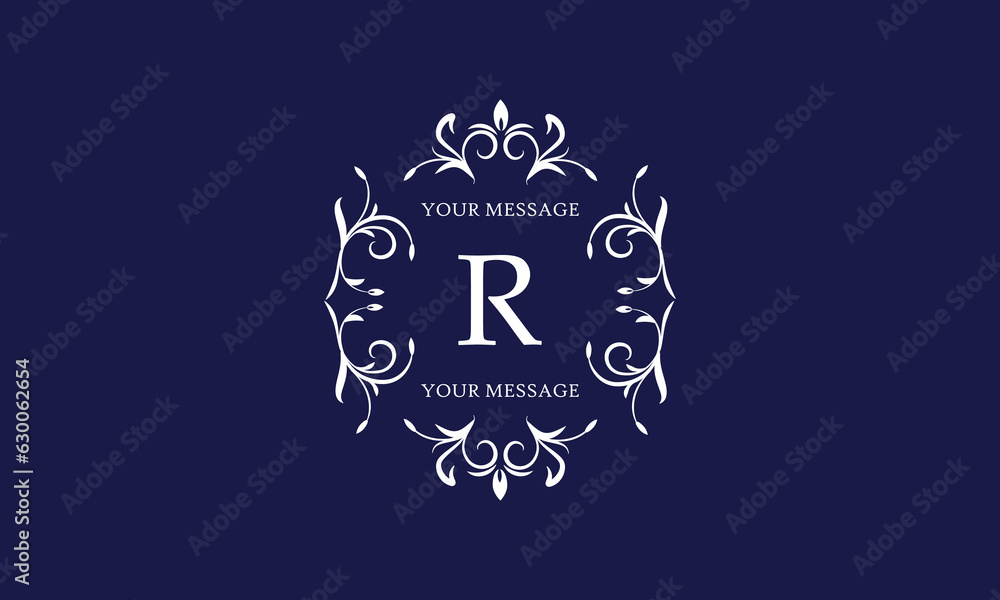 Stylish and elegant monogram design template with letter R. Vector illustration.