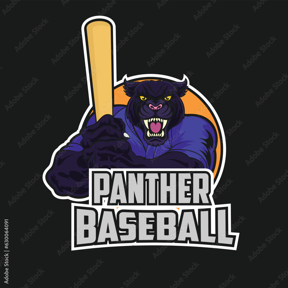 baseball mascot panther vector art illustration cartoon design