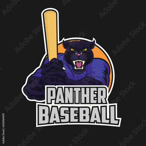 baseball mascot panther vector art illustration cartoon design