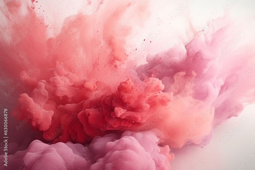Fototapeta premium Abstract background, splashes of pink powder paint on a white background. Background for the site. AI generative