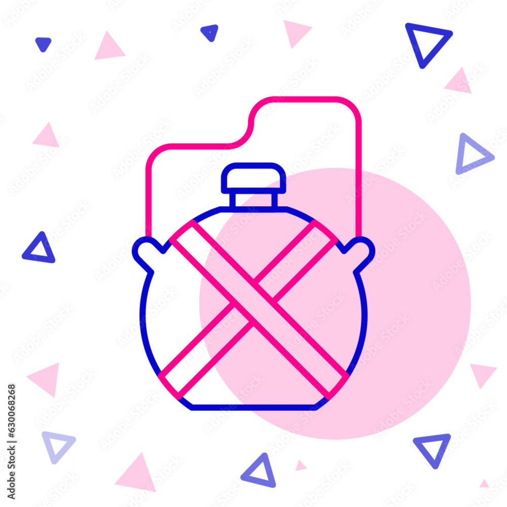 Obraz premium Line Canteen water bottle icon isolated on white background. Tourist flask icon. Jar of water use in the campaign. Colorful outline concept. Vector