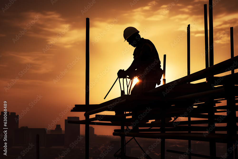 worker building a building ai generated worker building a building ai generated