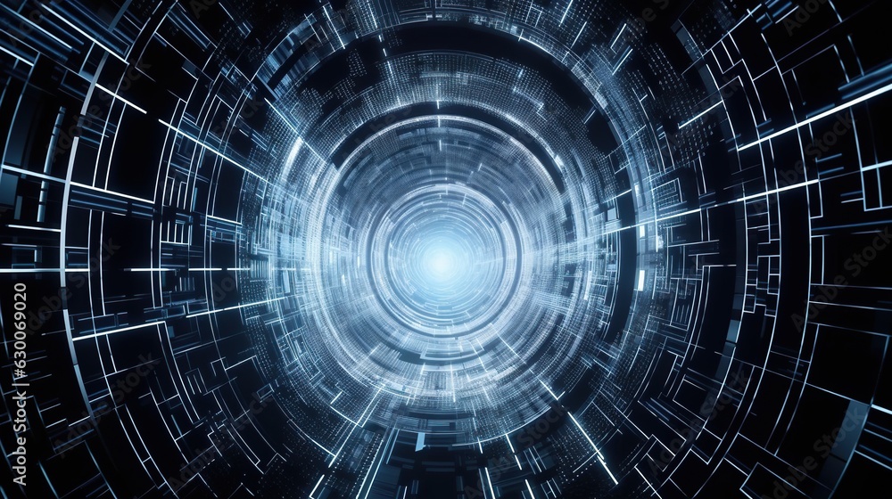 Digital cyberspace tunnel abstract background with copy space. Blue color. Cyber data vortex illustration. Digital cyberspace tunnel abstract background with copy space. Blue color. Cyber data vortex illustration.
