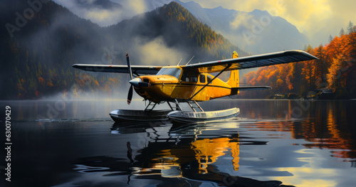 Aerial View of Seaplane on Remote Lake photo