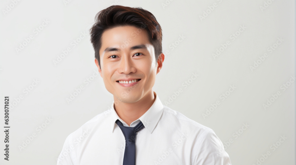 smiling asian man in office style in white background smiling asian man in office style in white background