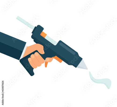 Electric hot glue gun with glue sticks. Vector illustration.