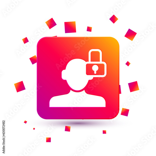 White Closed personality icon isolated on white background. Introvert psychology. Square color button. Vector