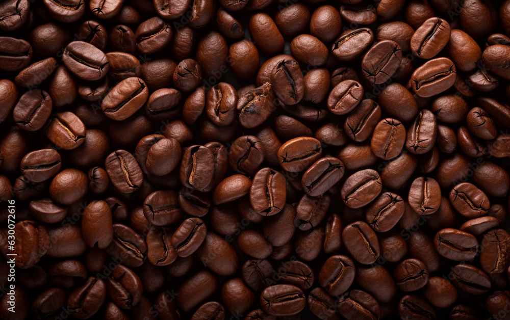Obraz premium Overhead view of backdrop representing halves of dark brown coffee beans with pleasant scent