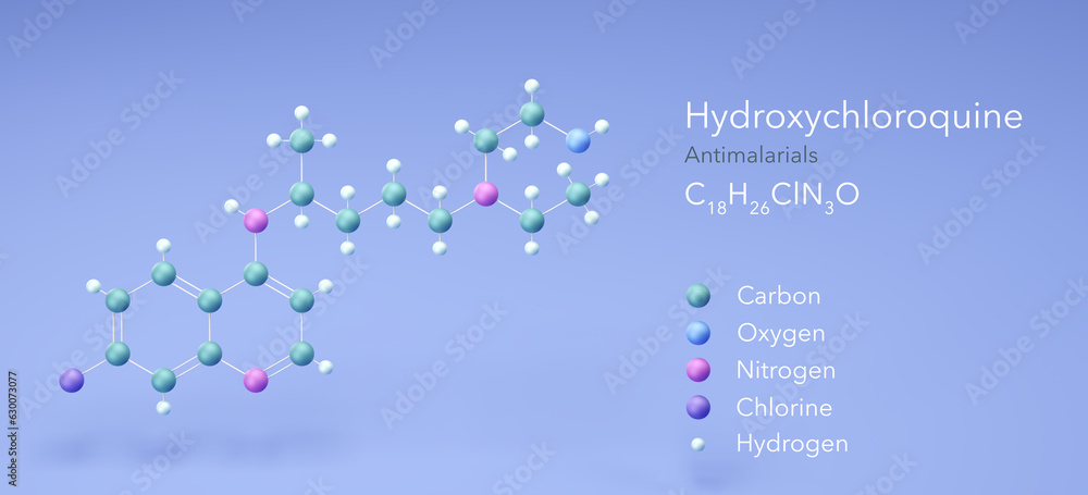 hydroxychloroquine molecule, molecular structures, antimalarials, 3d ...