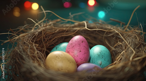 easter eggs in a nest created with generative ai