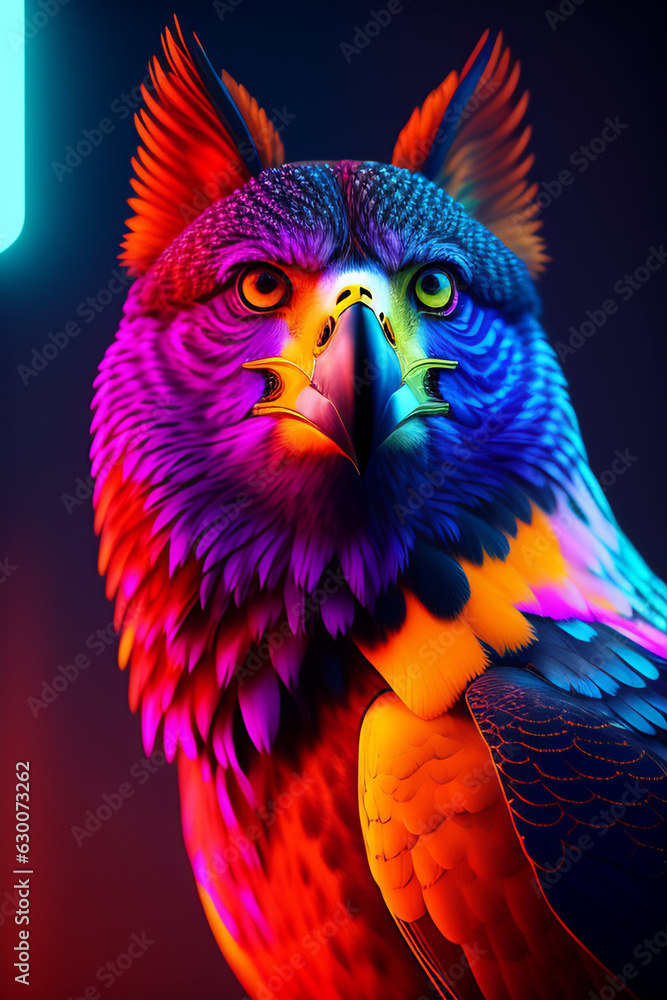 Obraz premium A colorful eagle bird with a colorful background, A close up of a bird.