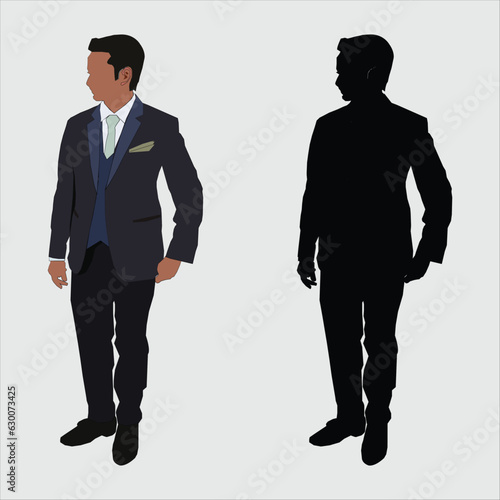 Portrait and silhouette of a business man