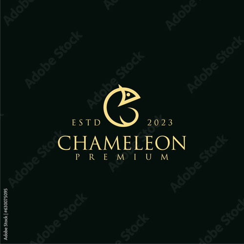 Chameleon luxury logo illustration