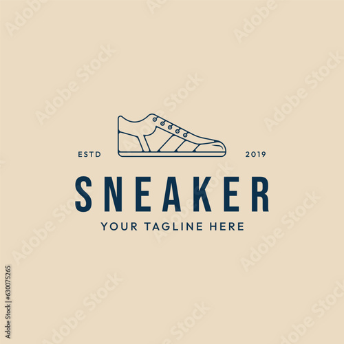 sneaker shoes line art minimalist logo vector illustration design template