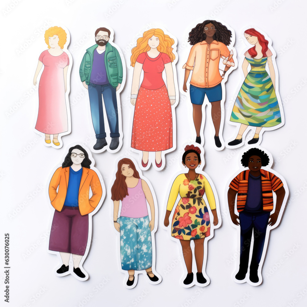 Sticker of a Body positive: beyond stereotypes, women who love themselves as they are