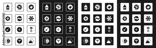 Set Water drop, Planet, Falling star, Bottle of water, Sun, Full moon, Old magic key and Mars symbol icon. Vector