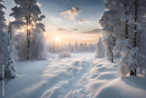 amazing winter landscape - generative ai © Martin