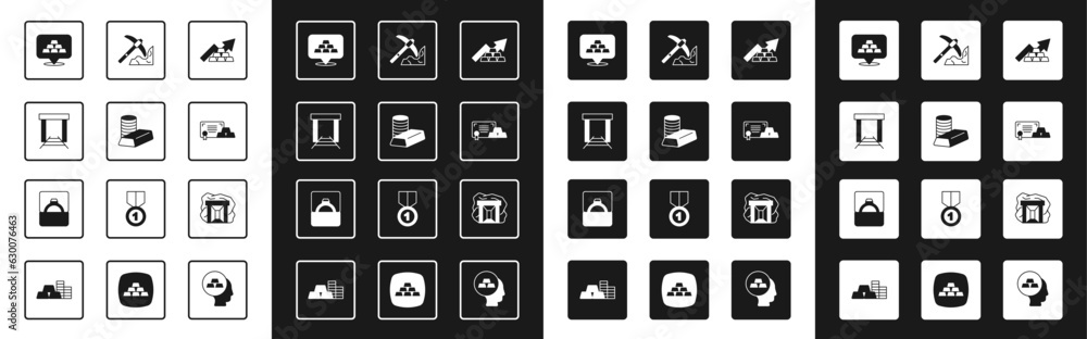 Set Growth arrow with gold bars, Gold coin, mine, certificate, mining, and Diamond engagement ring box icon. Vector Set Growth arrow with gold bars, Gold coin, mine, certificate, mining, and Diamond engagement ring box icon. Vector