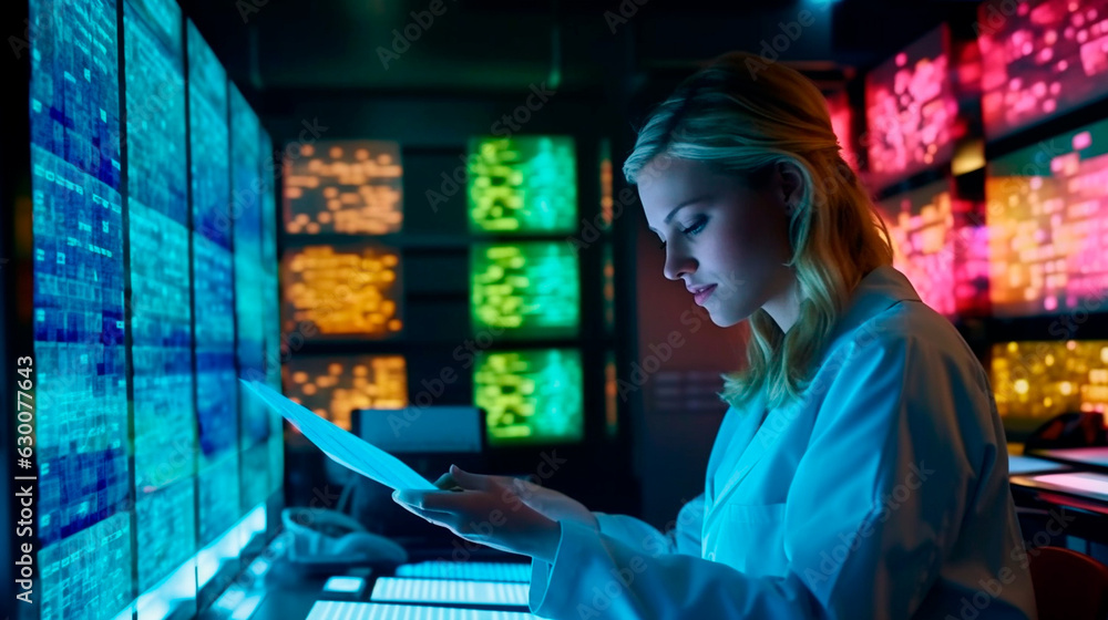 Scientist Analyzing Chemical and Biological Research. Fictional person created with generative AI. Scientist Analyzing Chemical and Biological Research. Fictional person created with generative AI.