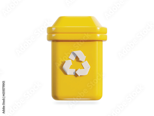 3d recycle and trash bin icon vector illustration