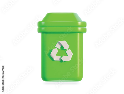 3d recycle and trash bin icon vector illustration