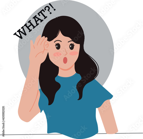 Portrait of Eavesdropping curious young woman illustration
