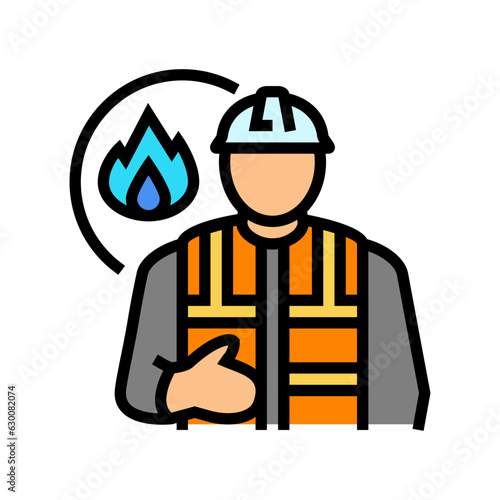 technician gas service color icon vector. technician gas service sign. isolated symbol illustration