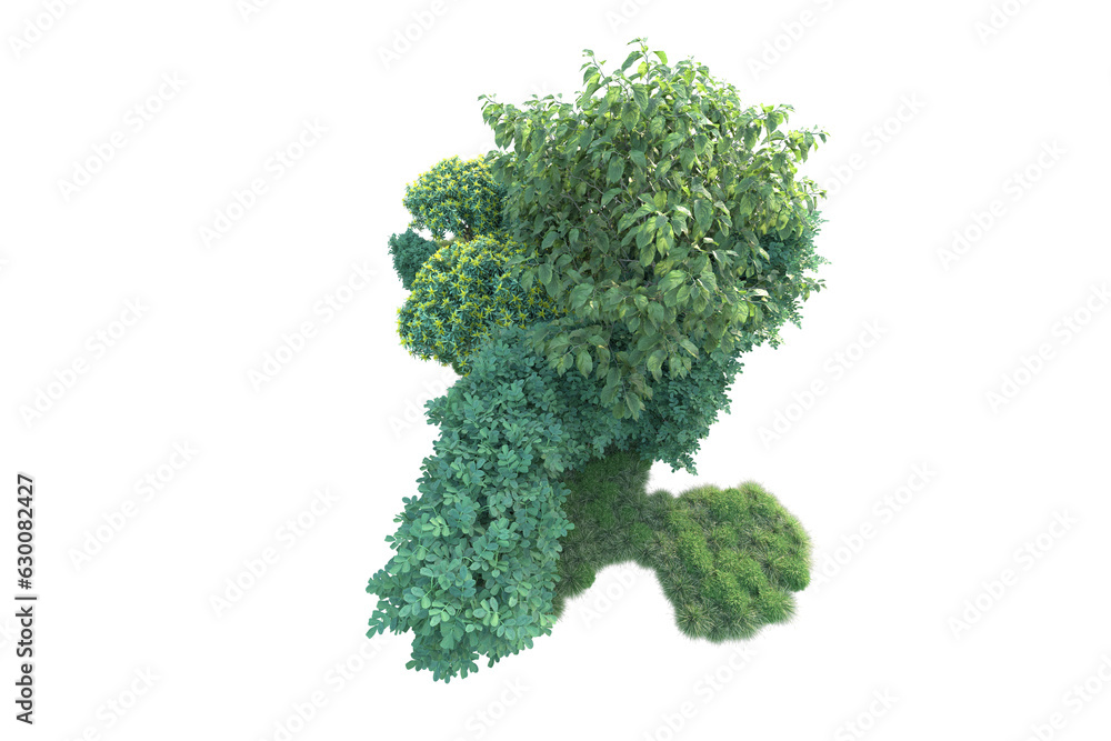 Obraz premium Green landscape isolated on transparent background. 3d rendering - illustration
