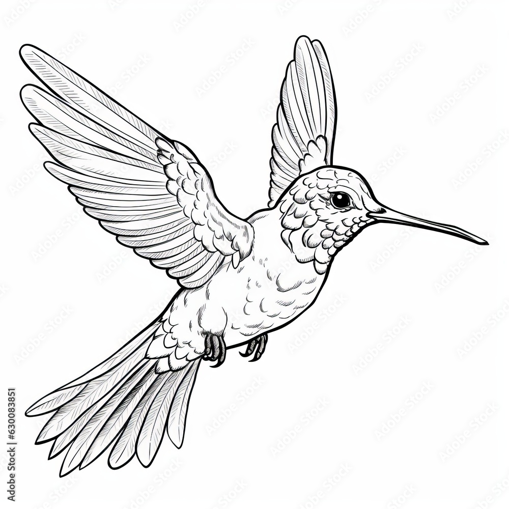 Fototapeta premium coloring book for children with birds, coloring with felt-tip pens and pencils on the theme of ornithology. The development of fine motor skills in children. Generative AI