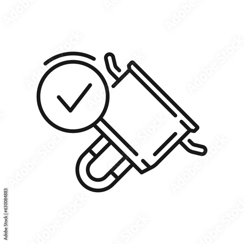 Crockery or tableware suitability for cookware gas, induction and ceramic stoves isolated outline icon. Vector pot with inductive surface coating