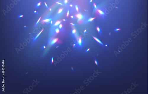 Rainbow light flare, prism leak, creating mesmerizing display of vibrant colors and enchanting beams. Diamond or crystal shine, lens optical refraction. Realistic vector magic iridescent flash effect