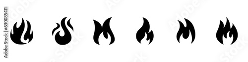 Vector Black Flame collection. Burning fire icon set.