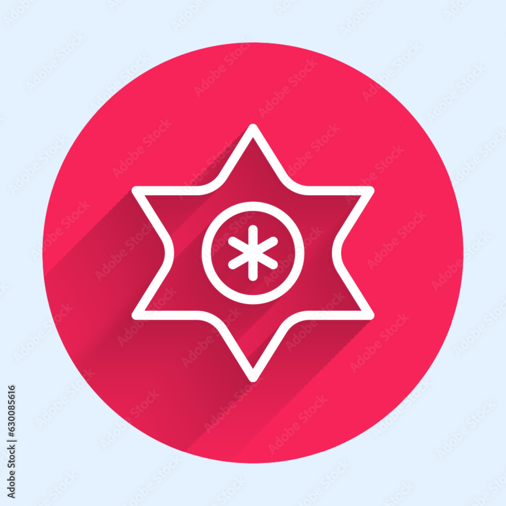 White line Falling star icon isolated with long shadow background. Meteoroid, meteorite, comet, asteroid, star icon. Red circle button. Vector White line Falling star icon isolated with long shadow background. Meteoroid, meteorite, comet, asteroid, star icon. Red circle button. Vector
