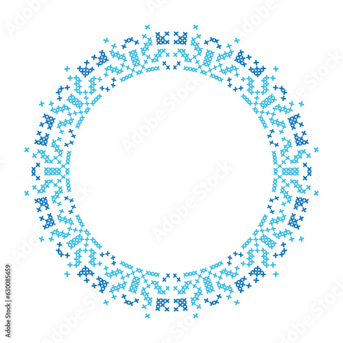 Round frame cross-stitch motifs folk embroidery