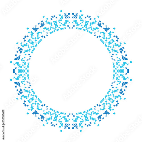 Round frame cross-stitch motifs folk embroidery