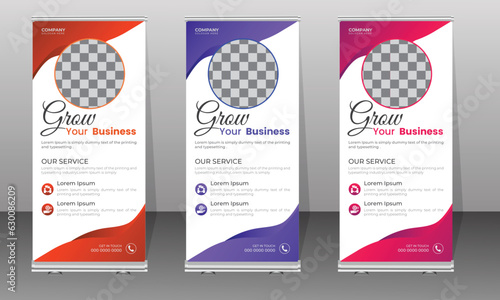 business roll up banner template set, stand banner, business promotion