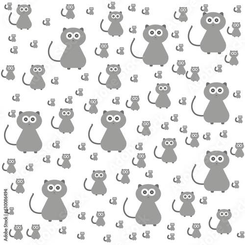 GREY SMILING CAT PATTERN ILLUSTRATION