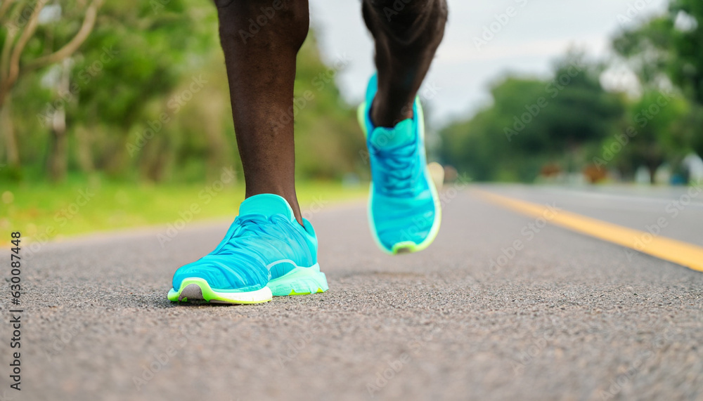 Black Man running in a workout session in outdoor exercise