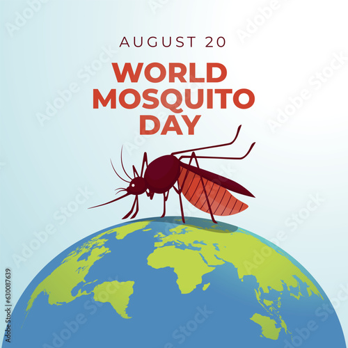 World mosquito day design template good for celebration. mosquito illustration design. flat mosquito design. eps 10. globe illustration.