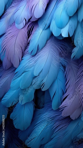 Abstract Feather Pattern Texture,  Cool Colours. Generative AI © Ilugram