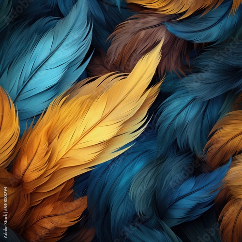 Abstract Feather Pattern Texture, Cool Colours. Generative AI