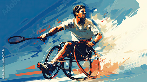 Fototapeta Naklejka Na Ścianę i Meble -  Paralympian in a wheelchair during the competition. Inclusive sport for people with special needs