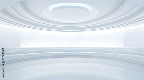 Futuristic Room in White Colors with beautiful Lighting. Stunning Background for Product Presentation.