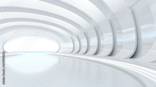 Futuristic Room in White Colors with beautiful Lighting. Stunning Background for Product Presentation.