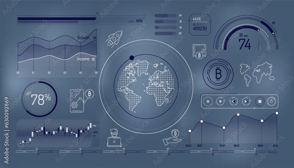 Set of infographic elements about bitcoin growth. Set of infographic elements about bitcoin growth.